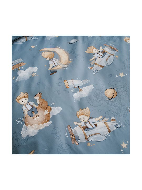 Vesta Home Single Cotton Sheets Set Travel Blue 170x260cm 3 Pieces