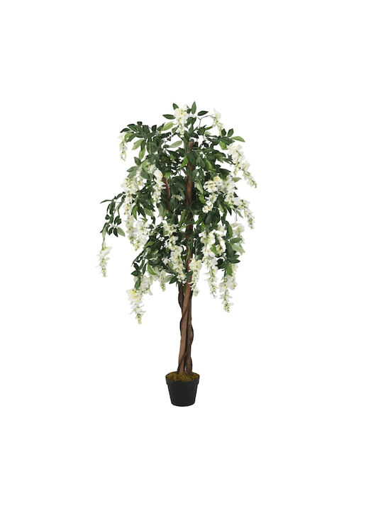 vidaXL Künstliche Pflanze in Blumentopf Chinesische Glyzinie Weiß 80cm 1Stück