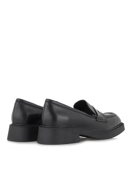 Leather Women's Loafers in Black Color