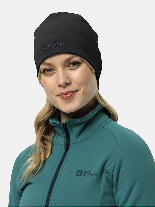 Beanie Unisex Fleece Σκούφος Πλεκτός σε Μαύρο χρώμα