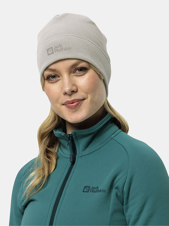 Beanie Unisex Fleece Σκούφος Πλεκτός σε Λευκό χρώμα