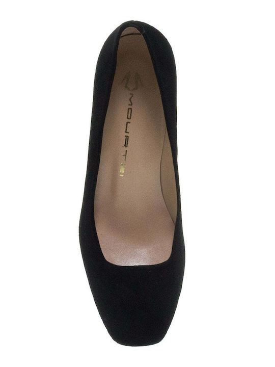 Mourtzi Suede Black Low Heels