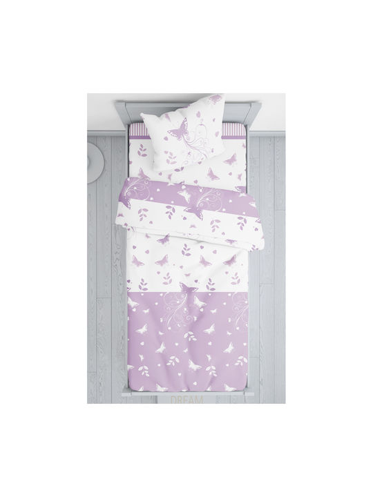 Viopros Kids Duvet Set Single with Pillowcase Valeria Lilac 160x240cm