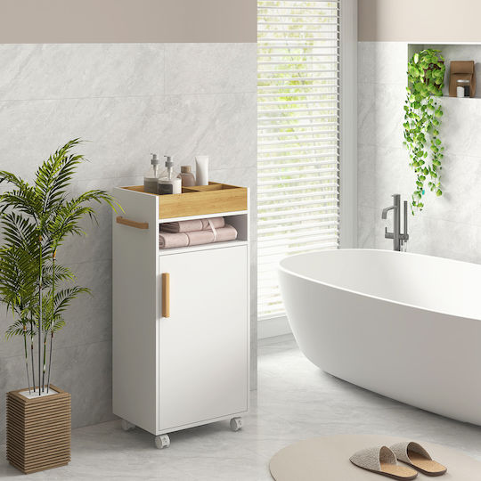 Kleankin Bathroom Cabinet L40xW30xH88cm White