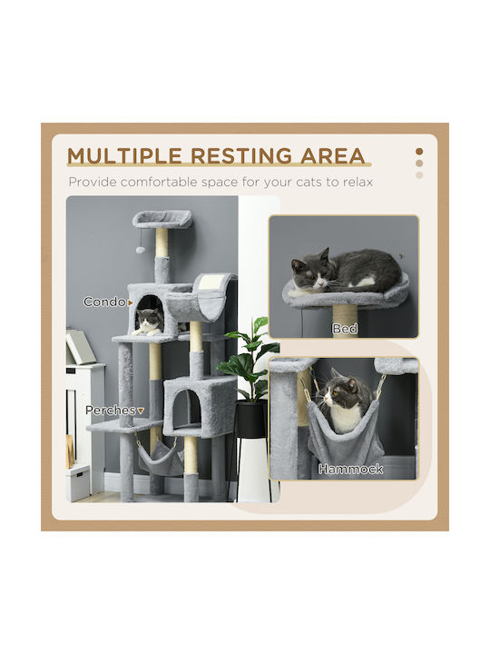 Pawhut Scratching Post Cat Trees Gray 55x49x177cm