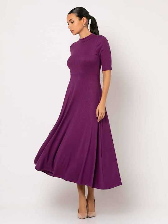 Noobass All Day Short Sleeve Midi Dress purple , Relaxed Fit