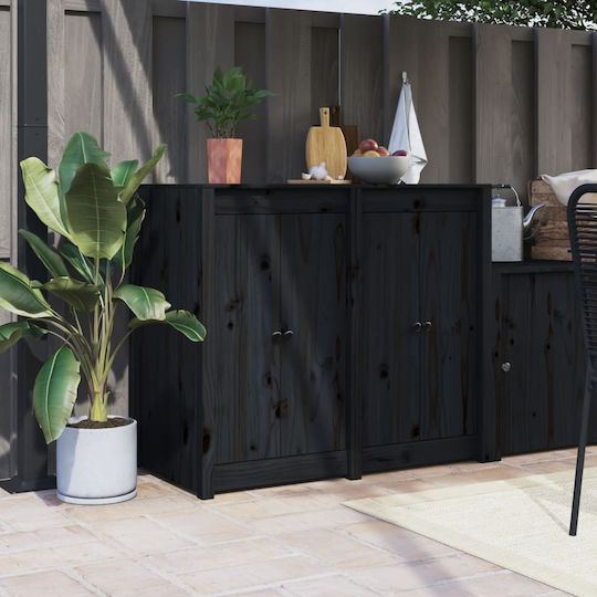 vidaXL Floor Bathroom Shelf Wooden 50x9x82cm Black