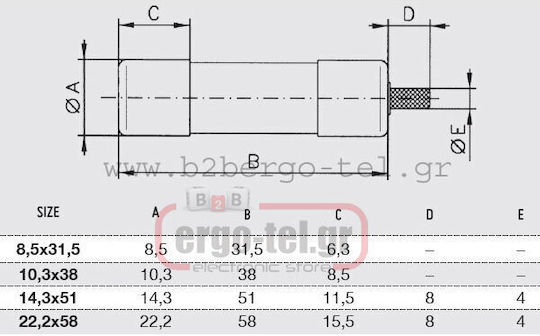 DF electric Safety Cylindrical Porcelain Fast-Bow 4A (054-210382004) 1pcs