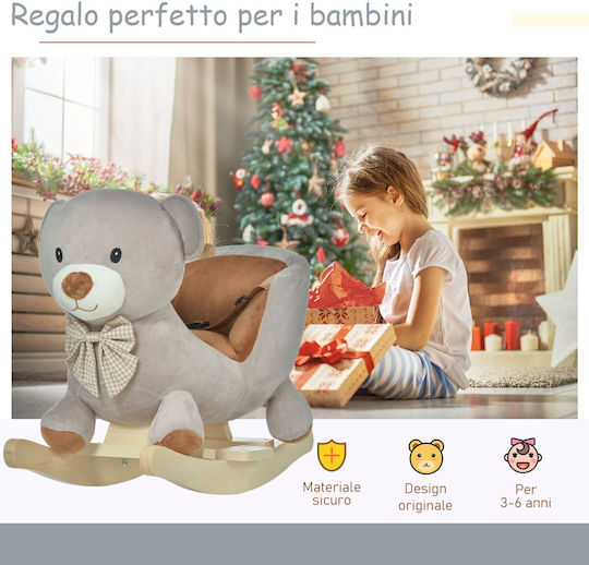 HomCom Jucărie cu leagăn Ursulet cu sunete Gri