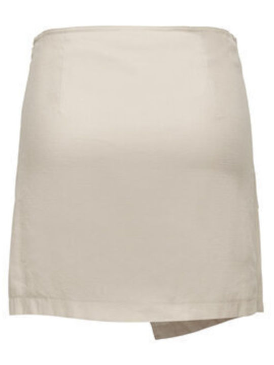 Only High Waist Mini Envelope Skirt in Beige color