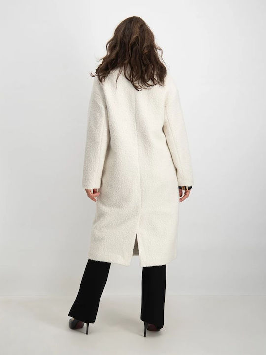 Only Women's Midi Coat with Buttons whisper white