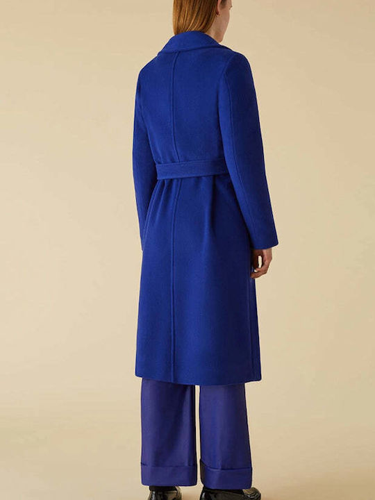 Emme Women's Long Coat with Buttons Blue.