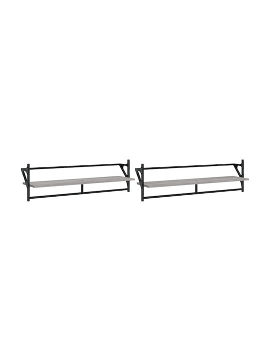 Shelves Wall Grey 2pcs 100x25x30cm