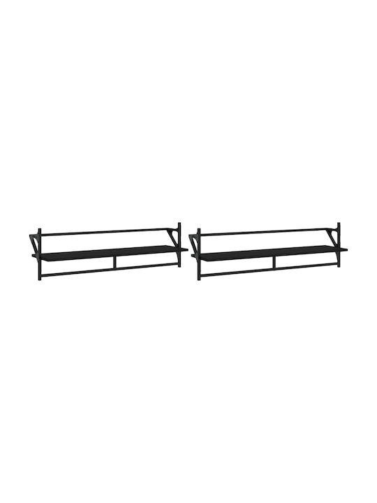 Shelves Wall Black 2pcs 100x25x30cm