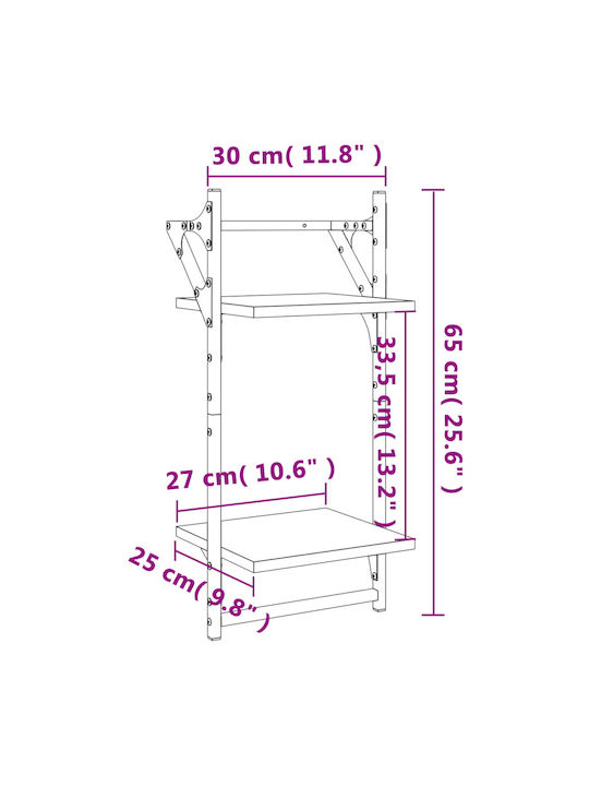 Grey Sonoma Wall Shelves 2 Pieces 30x25x65cm