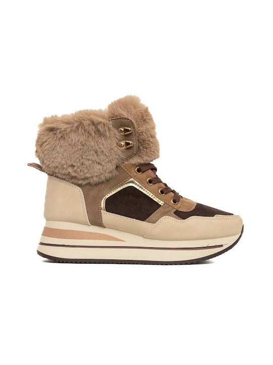 Politis shoes Women's Ankle Boots with Fur Beige