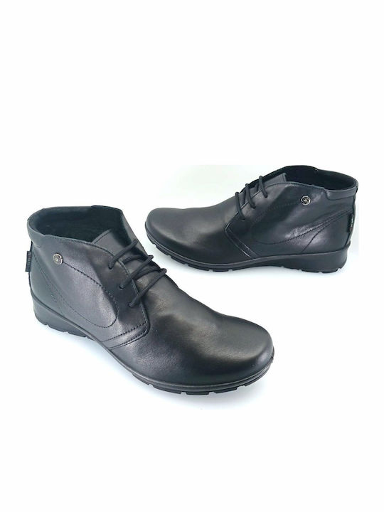 Leder Stiefeletten Damen mit Pelz Schwarz