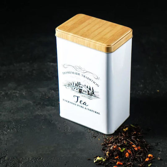 Viosarp Caseta Pentru Zahăr / Cafea Cu Capac Metalic Alb 9x6x16cm 1 Bucată