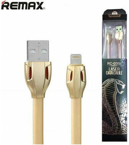 Remax Laser Равен USB-A към Lightning кабел Златист 1м