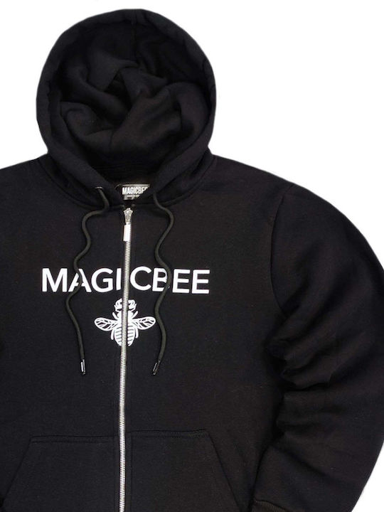 Magic Bee Herren Sweatshirt Jacke mit Kapuze Black