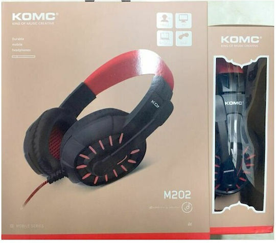 Komc M202 Over Ear Gaming Headset with Connection 3.5mm Red