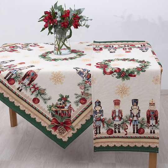 Dimeco Christmas Tablecloth Fabric Green L180xW140cm.
