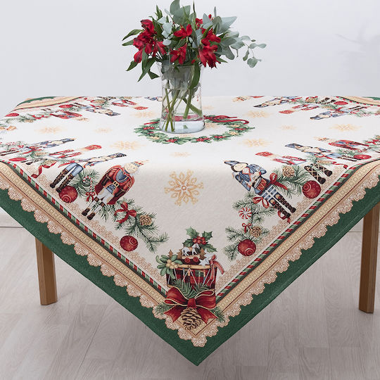 Dimeco Christmas Tablecloth Fabric Green L180xW140cm.