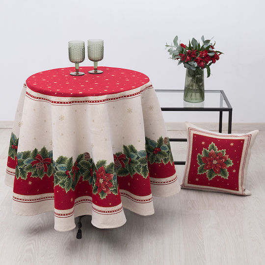 Dimeco Christmas Tablecloth Fabric Red L220xW140cm.