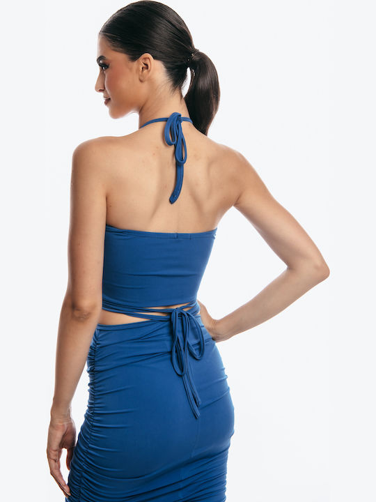 Damen Bluse Ärmellos Blue Roulette