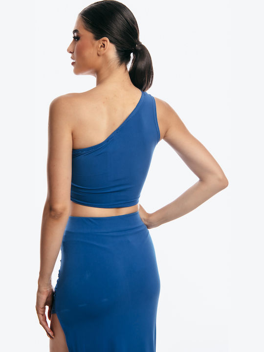 Γυναικεία Μπλούζα Off-Shoulder με έναν Ώμο Μπλε Ρουά