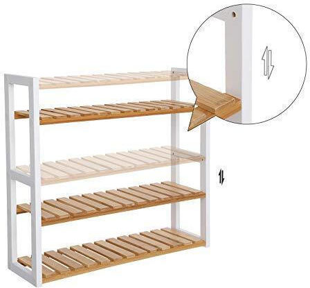 Songmics An der Wand montiert Badezimmerregal Bamboo 60x15x54cm
