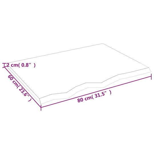 vidaXL Countertop without Sink L80xW60xH2cm Raw solid wood