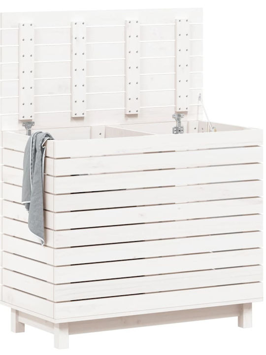vidaXL Wooden Laundry Basket with Lid 88.5x44x76cm White