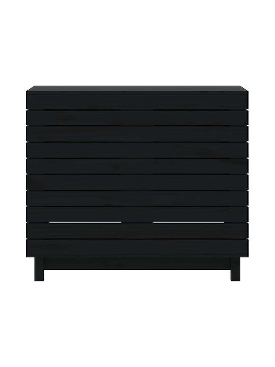 vidaXL vidaXL Holz Wäschekorb Mit Deckel 88,5x44x76cm Schwarz