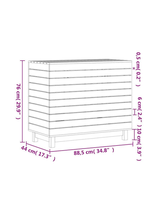 vidaXL Wooden Laundry Basket with Lid 88.5x44x76cm White