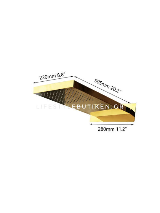 Naron Built-in Mixer, Hand Shower & Shower Head Set for Shower 3 Exits Gold