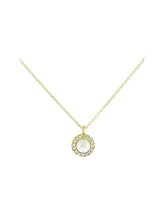 Necklace Rosette from Gold 14K with Pearls