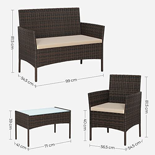 Garten- und Outdoor-Möbelsets Typsatz Wohnzimmer 4 Stück Songmics