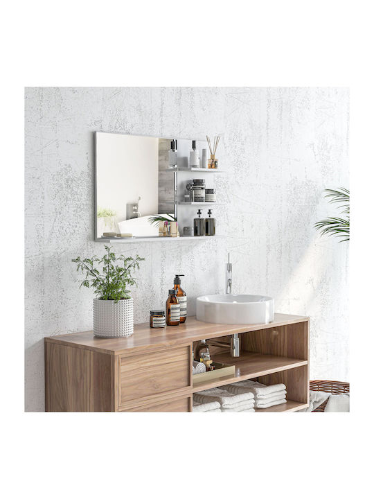Kleankin Καθρέπτης Μπάνιου από MDF με Ράφι 75x10cm Λευκός