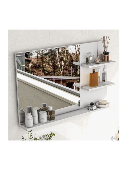Kleankin Καθρέπτης Μπάνιου από MDF με Ράφι 75x10cm Λευκός