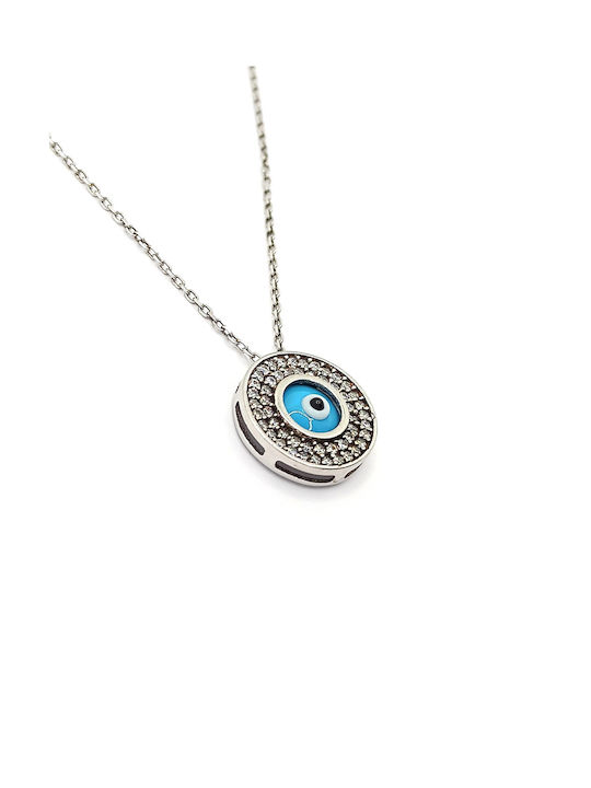 PS Silver Necklace Eye from Silver with Zircon