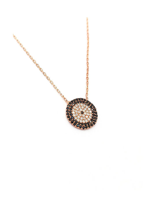 PS Silver Necklace Eye from Pink Gold Plated Silver with Zircon