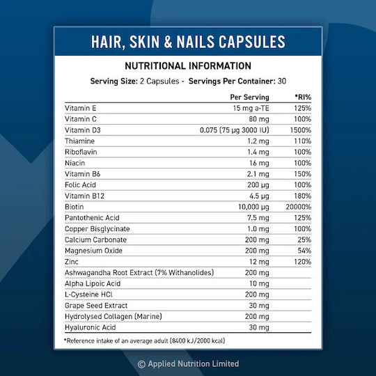 Applied Nutrition Haar, Haut & Nägel 60 Kapseln