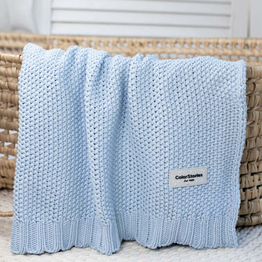 Color Stories Blanket Nursery Swaddling Blankets Knitted Blue Baby Blue 90x75cm