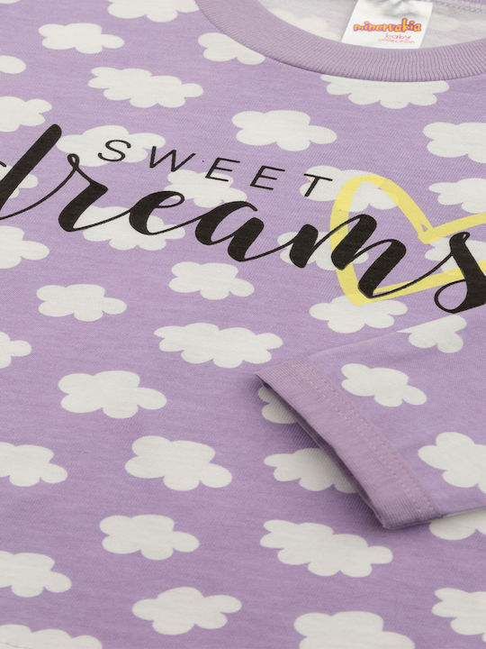Minerva Παιδική Πιτζάμα Χειμωνιάτικη Lilac Dreams Clouds