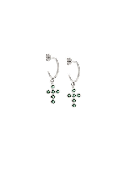 Senza Earrings Hoops made of Silver with Stones