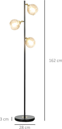 HomCom Stehleuchte H162xB36cm. Schwarz