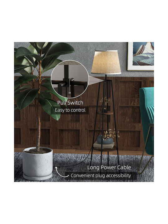 HomCom Floor Lamp H166xW42cm. Brown