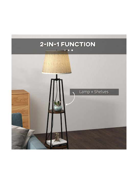 HomCom Floor Lamp H166xW42cm. Brown