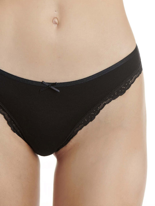 Bamboo Femei Brazilia 2Pack cu Dantelă Negre